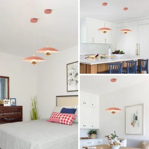 Miniatura 9 de Moderna lámpara colgante LED mini luz de techo interior con sombra rosa mesita de noche oro colgante luz para cocina dormitorio pasillo