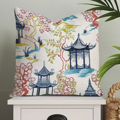Miniatura 135 de ArogGeld Fundas de Almohada Euro Sham Florales Verde y Blanco Gris Estilo Chinoiserie Funda de Almohada Asiática Funda de Cojín Decorativo 18x18