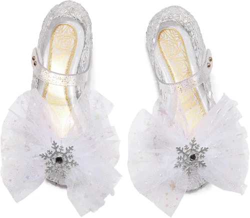 Miniatura 5 de OMGard Zapatos de gelatina para niñas, sandalias de cumpleaños de princesa de reina de la nieve para niñas pequeñas, sandalias azules con purpurina