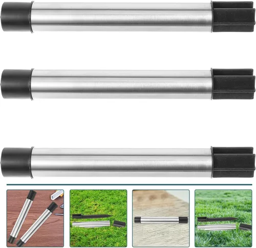 Miniatura 8 de OSALADI Estacas de repuesto de varilla hueca de acero inoxidable para luces solares, 3 piezas, conector de junta de estaca para jardín, camino