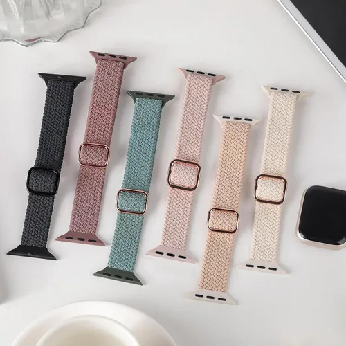 Miniatura 3 de Slim Braided Bands for Apple Watch Band 40mm 41mm 42mm 38mm 46mm 44mm 45mm 49mm Women,Stretchy Solo Loop Nylon Elastic Thin Narrow Skinny Strap for
