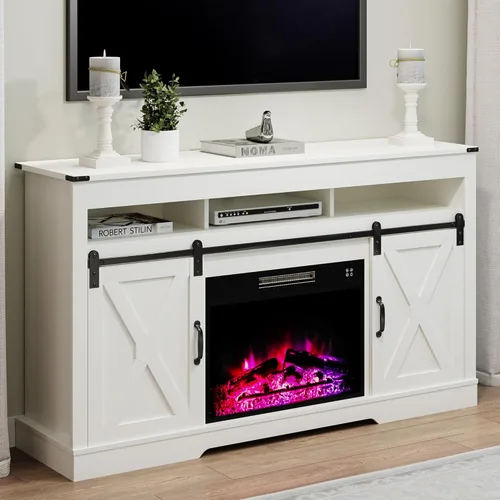 Miniatura 20 de RoyalCraft Soporte de TV con Chimenea Estilo Granja para TV de más de 65 pulgadas, Centro de Entretenimiento con Chimenea Eléctrica de 23