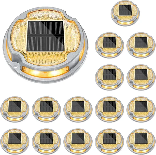 Miniatura 8 de VOLISUN Luces solares para cubierta de entrada, luces marinas para muelle, paquete de 4 luces solares de tierra de 2 colores en 1 LED, impermeable