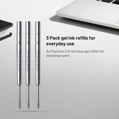 Miniatura 2 de Recargas de bolígrafo de gel Everyman Blue Grafton Premium, punta fina de 0,5 mm, cartucho de tinta de metal de escritura suave, compatible con Azul