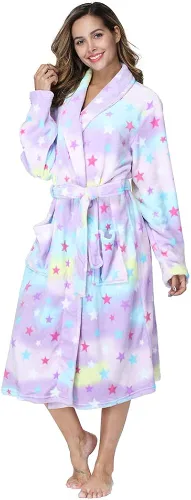 Miniatura 3 de RONGTAI - Bata de baño de vellón para mujer, batas afelpadas, largas y cálidas