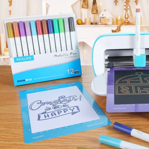 Miniatura 2 de REALIKE Bolígrafos metálicos compatibles con Cricut Joy/Xtra, juego de 12 rotuladores multicolor (punta de 1.0)