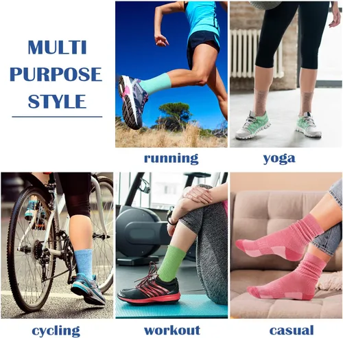 Miniatura 6 de Gonii Calcetines deportivos para mujer, 5 pares, para senderismo, correr, con cojín grueso