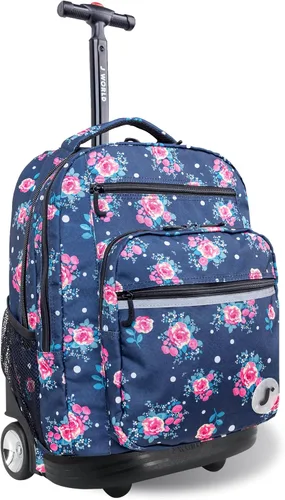 Miniatura 13 de J World Sundance Mochila Rodante para Laptop para Niñas y Niños. Mochila Escolar con Ruedas, Rombos negro, 20 pulgadas