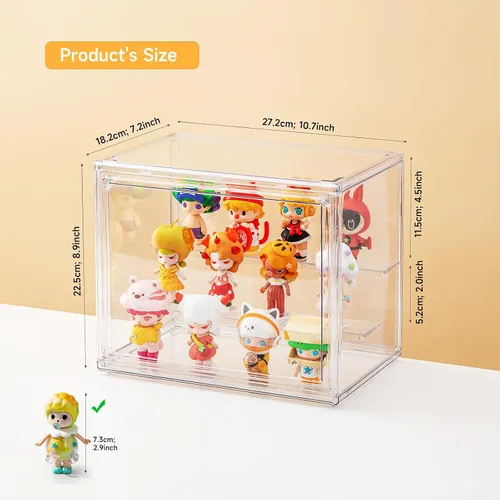Miniatura 2 de Vitrinas de acrílico para coleccionables, cajas de estante transparentes de 3 niveles para figuras, vitrina para figuras de acción apilable y a