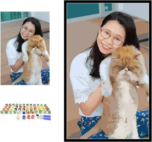 Miniatura 11 de GVS-ART Pintura personalizada por números con marco para adultos, lienzo enmarcado y estirado, pintura acrílica personalizada, lienzo personalizado