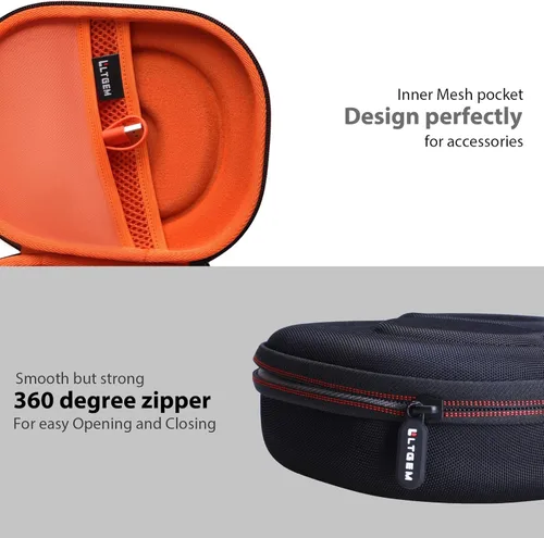 Miniatura 6 de LTGEM - Funda rígida de EVA para JBL Live 770NC/660NC/650BT/460NC/670NC/400BT/500BT y JBL Tune 7. Exterior negro + naranja