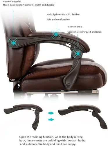Miniatura 2 de Tecnología de movimiento ergonómica de oficina ejecutiva, silla de escritorio ajustable con respaldo medio con soporte lumbar