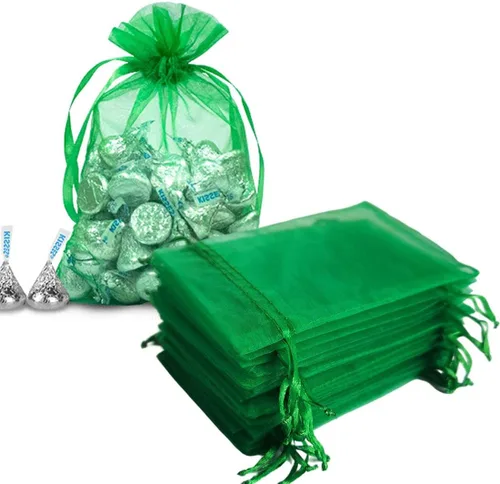 Miniatura 11 de 100 bolsas de papel de regalo de 4 x 6 pulgadas, color negro, tela de tul transparente, bolsas reutilizables con cordón para regalos de baby shower