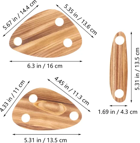Miniatura 3 de Hemoton Juego de 3 bandejas flotantes de bambú para servir para botellas de vino, para fiestas, bodas, picnics, 11.81 x 7.87 pulgadas, soporte