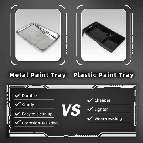 Miniatura 6 de ETERNA Kit de rodillos de pintura, 9 piezas de suministros de pintura para pintura de casa, con bandeja de pintura de metal y rodillos de pintura
