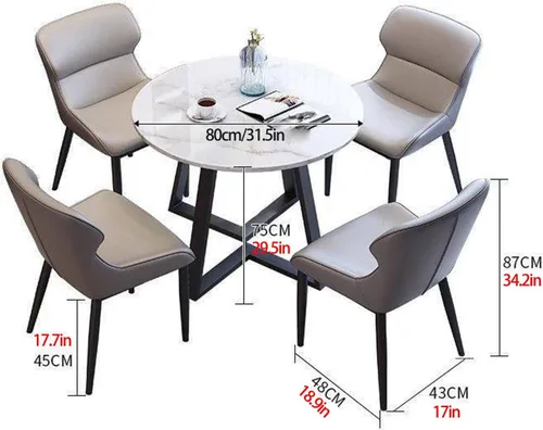 Miniatura 2 de Juego de mesa de comedor redonda para 4, juego de sillas de mesa de negociación de cocina, juego de mesa de comedor redonda pequeña tapizada, sillas