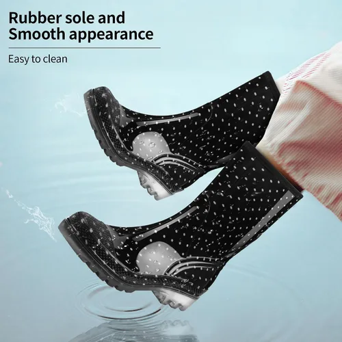 Miniatura 32 de DKSUKO Waterproof Womens Rain Boots insulated,Lightweight Rubber fashion Boots in Gardening,Warm and Comfortable Wide Calf Rain Boots with Glossy in