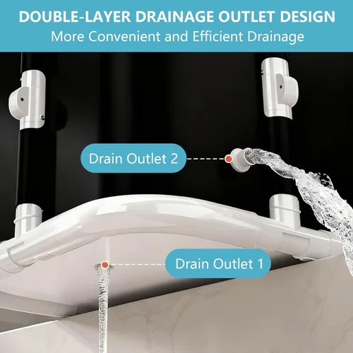 Miniatura 7 de Simcat Bañera plegable portátil grande de 45 pulgadas con marco de metal para adultos (3.9 ft negro puro incluye cojín y tubo de drenaje)