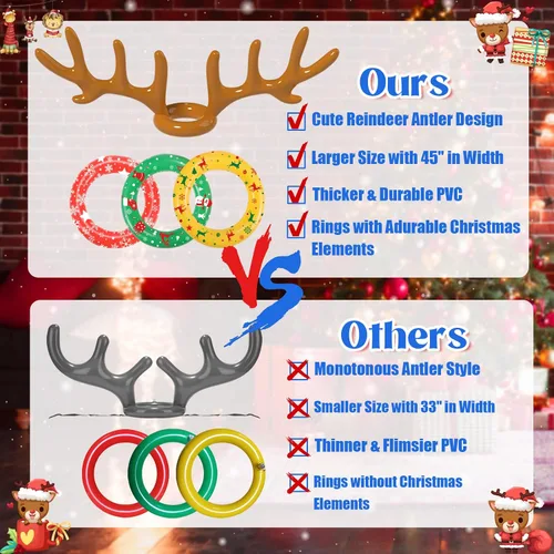 Miniatura 4 de Christmas Games Decorations, Inflatable Reindeer Antler Ring Toss Game, Stocking Stuffers for Men Women Kids Teens Adults, Christmas Party Games Fun