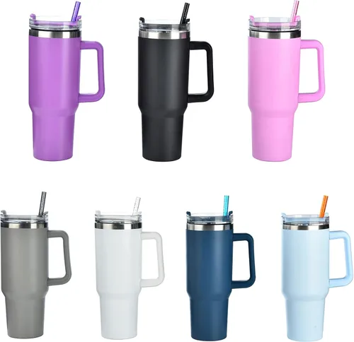 Miniatura 7 de ALINK Pajitas reutilizables con purpurina para vaso Stanley de 40 onzas y 30 onzas, popotes de plástico duro de 12 pulgadas de largo, popote