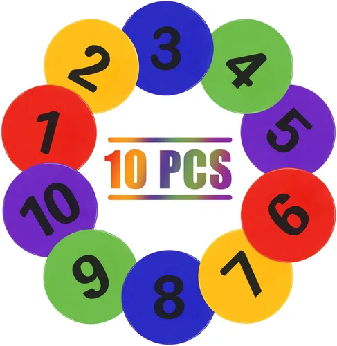 Marcadores de puntos de polietileno numerados de 9 pulgadas para suelo de gimnasio con números, 10/36 unidades de puntos de goma antideslizantes