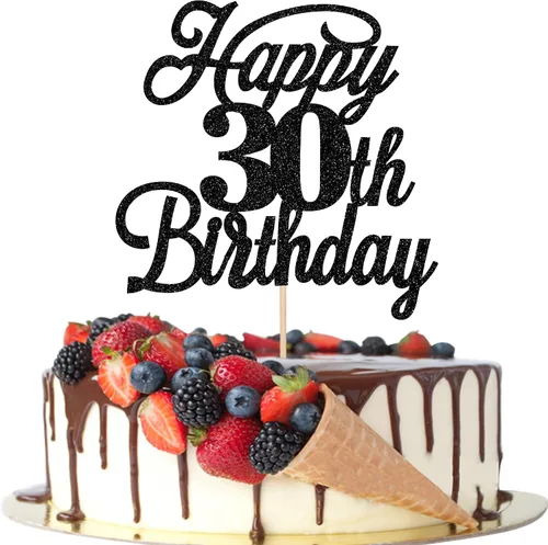 Miniatura 60 de Rsstarxi 1 paquete de decoración para tarta de cumpleaños 8 con purpurina negra de 8 años y fabulosos saludos a 8 años de edad, para celebrar el 8º