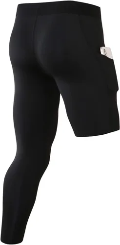 Miniatura 8 de Pantalones de compresión de 3/4 de una pierna para hombre, mallas de baloncesto atléticas para correr, leggings deportivos de capa base capri
