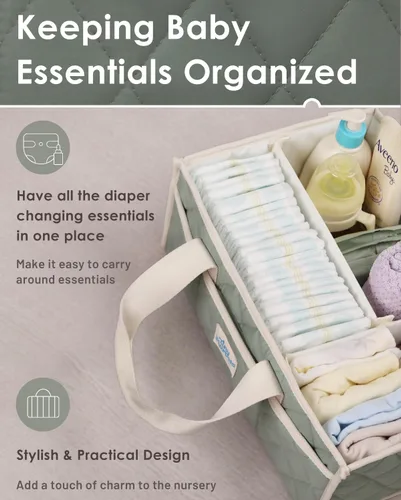 Miniatura 2 de Tiny Marvels Organizador de pañales para bebé, cesta repelente al agua para artículos esenciales para recién nacidos y estación de pañales, regalo