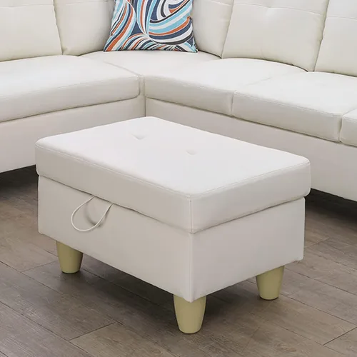 Miniatura 13 de A Ainehome Otomana, moderna otomana de cuero para sala de estar, apartamento y espacio pequeño (tamaño: 28.5 x 19 x 17.5 pulgadas de alto, A-negro)