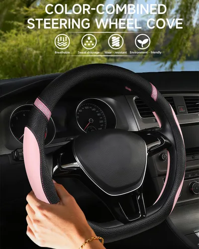 Miniatura 3 de Cxtiy Funda para volante con parte inferior plana en forma de D para mujeres y niñas, elegante accesorio antideslizante para el interior del Rosa