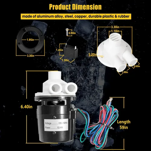 Miniatura 6 de APTA92P10WD1 Conjunto de motor de bomba de agua para Hoshizaki APTA92P10WD1 equivalente a máquina de hielo, 120V 53.4W 0.4 Amp, reemplazar