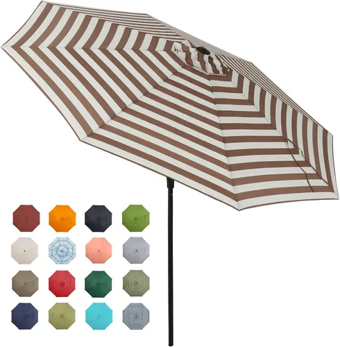 Miniatura 22 de Tempera Patio Market - Sombrilla de mesa para exteriores con botón de inclinación y manivela, sombrilla grande con poste resistente y toldo Ladrillo