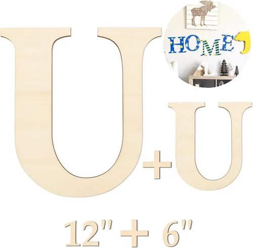 Miniatura 13 de Letras de madera de 12 y 6 pulgadas para proyectos de manualidades, decoración de pared, decoración del hogar y fiesta de cumpleaños, decoración