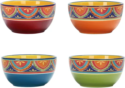 Miniatura 10 de Bico Blooming Moment Juego de 4 Tazones de Cereal, Tazones Hondos de Cerámica de 26 oz para Sopa, Cereal, Ensalada, Fideos, Cocina, Seguros