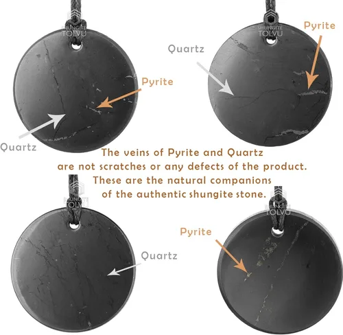 Miniatura 4 de Colgante Shungite grande - Flor de la Vida - 1.8 pulgadas - Auténtico collar de amuleto de piedra shungita - Hecho a mano - TOLVU, Piedra, Shungita