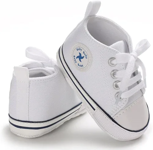 Miniatura 4 de Zapatos unisex para bebés, niñas y niños, suela suave, lona para recién nacidos, primeros pasos, zapatillas altas antideslizantes