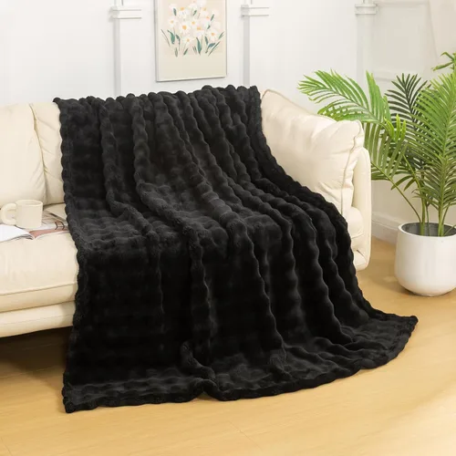 YUSOKI - Manta de forro polar 3D con burbujas | Felpa ultrasuave y esponjosa de 13.44 oz/m² | Manta ligera y acogedora para sofá cama | Para todas