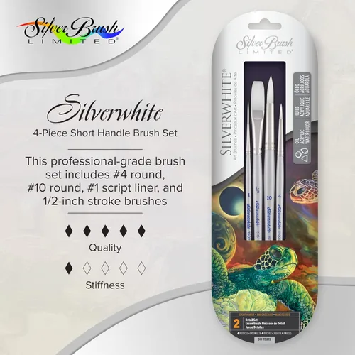 Miniatura 2 de Silver Brush Limited SW-1521S Silverwhite Juego de Detalle, 4 piezas de mango corto, juego profesional premium para artistas de pintura