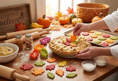 Miniatura 3 de 4 cortadores de galletas de hojas con sellos de émbolo, moldes de hojas de arce y roble veteado 3D para decoración de corteza de pastel, hornear