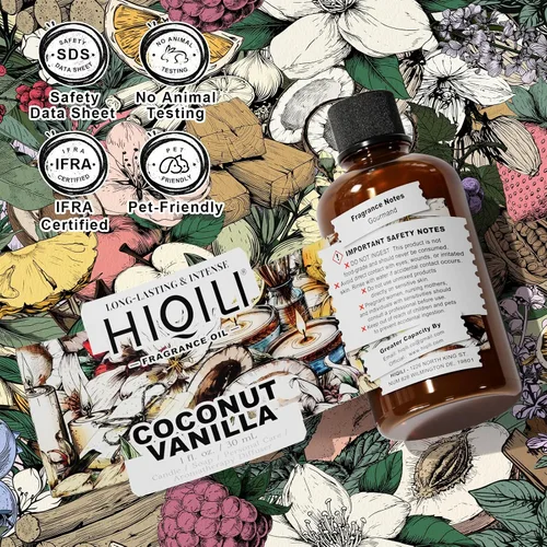 Miniatura 7 de HIQILI Aceite de fragancia de vainilla de coco para hacer velas, suministros para hacer jabón, aceites esenciales para difusor para el hogar