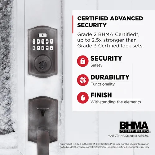 Miniatura 4 de Kwikset SmartCode 260 - Pestillo de Seguridad Electrónico de Entrada sin Llave con Teclado para Puerta con Bloqueo Automático, Códigos de Usuario