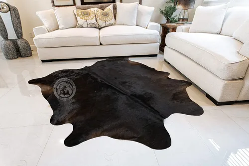 Miniatura 2 de Sunshine Cowhides Alfombra de piel de vaca 100% genuina, color marrón chocolate oscuro, alfombra de estilo moderno de piel animal y alfombra