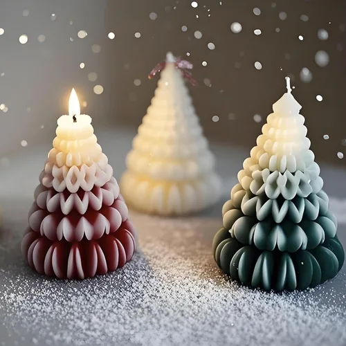 Miniatura 6 de Moldes de silicona para velas de árbol 3D, moldes de silicona para árbol de Navidad de origami para fundición de resina epoxi, vela de arcilla