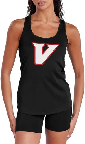 Miniatura 162 de Camiseta deportiva sin mangas oficial de NCAA Collegiate para mujer, con espalda cruzada, colección con logotipo primario