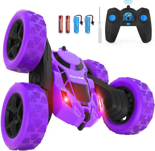 Miniatura 22 de Hamdol Coche de acrobacias a control remoto para niños de 6 a 12 años, auto de control remoto giratorio de 360° con luces LED, vehículo eléctrico