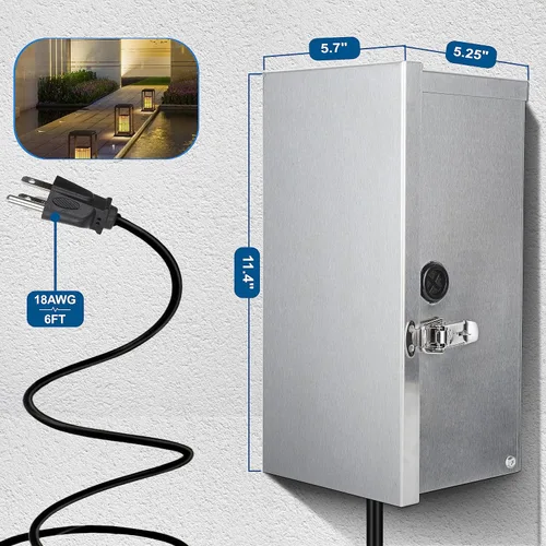 Miniatura 5 de Transformador de paisaje de bajo voltaje de 300 W, transformador para exteriores con múltiples grifos, adecuado para iluminación de carretera, foco