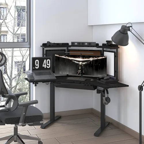 Miniatura 5 de kowo K314 - Escritorio de pie eléctrico de altura ajustable, color negro