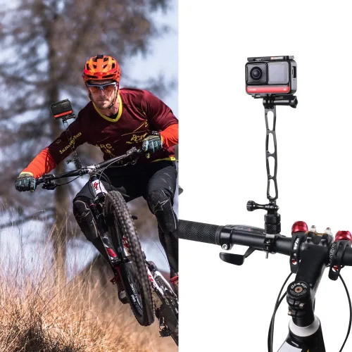 Miniatura 6 de Brazo de extensión de aleación de aluminio de montaje en poste de metal compatible con GoPro Hero 12/11/10/9/8/7/6/5 Negro, APEMAN/AKASO/TENKER/DJI