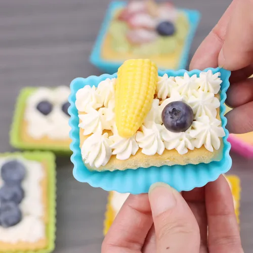 Miniatura 5 de Paquete de 24 moldes de silicona para magdalenas, moldes reutilizables para cupcakes para hornear, divisores Bento de 3 formas para lonchera