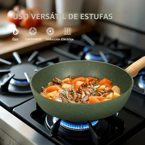 Miniatura 2 de MAISON ARTS Juego de 30 piezas de ollas y sartenes antiadherentes, juego de utensilios de cocina y de horneado con revestimiento de granito Verde